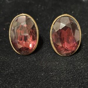 Vintage 1950’s Red burgundy rhinestone clip on Earrings